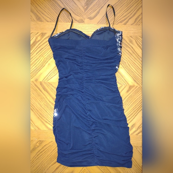 Deb navy blue sparkle mini prom dress - Picture 4 of 7